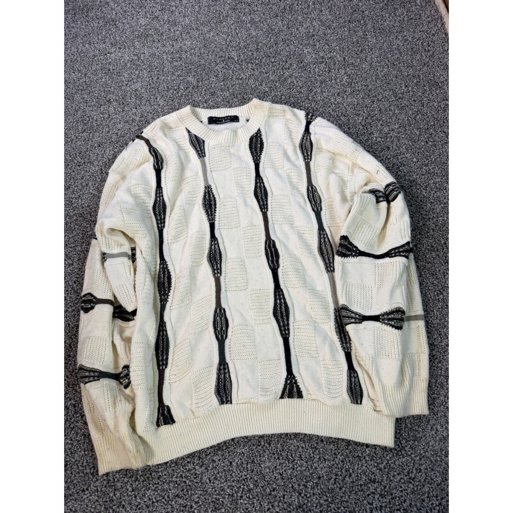 Vintage Protege 3D Knit Sweater Men's Size Large Beige